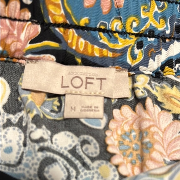 LOFT Boho Floral Paisley Mini Skirt with pockets Blue and Gold - Picture 4 of 6